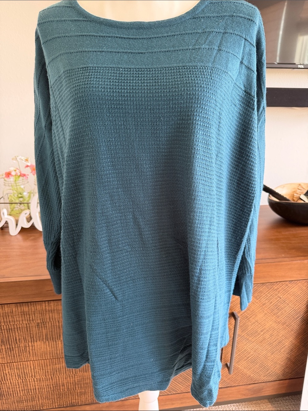 Avenue Teal Knit Tunic Sweater